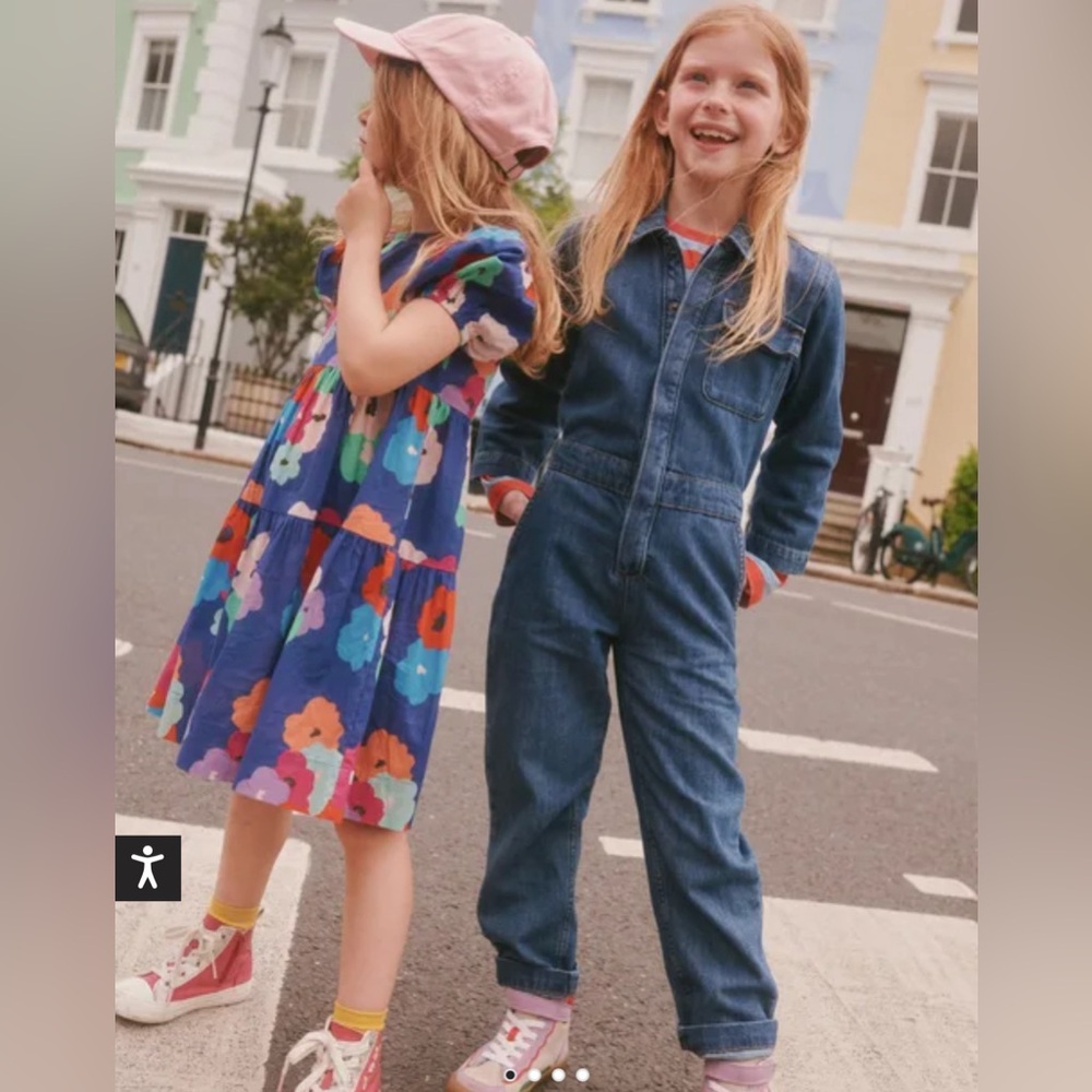 Mini Boden Girls Denim Jumpsuit in Dark Blue